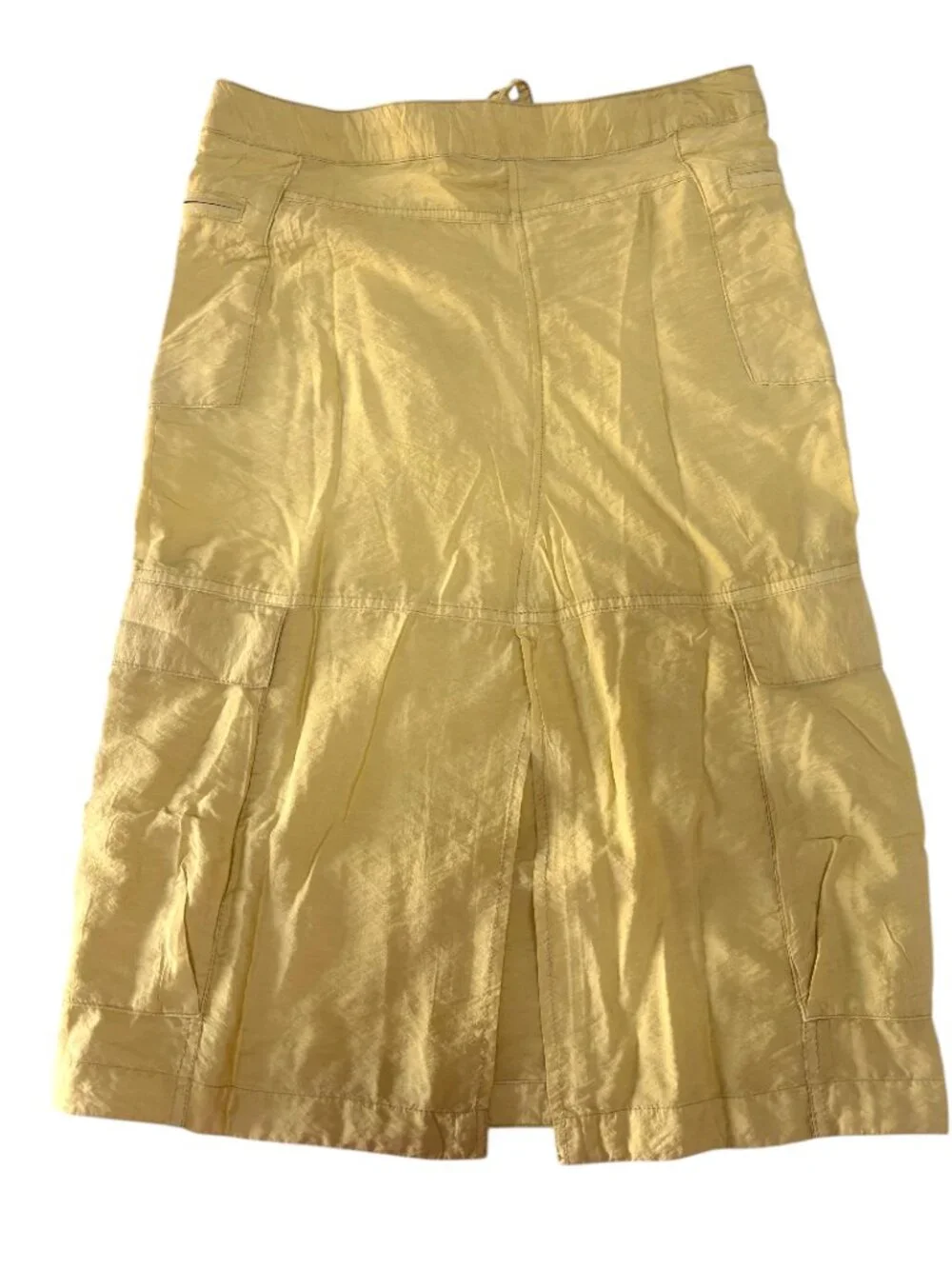 FREE PEOPLE YELLOW CARGO MIDI DRAWSTRING SKIRT SIZE 6 MEDIUM NEW‎